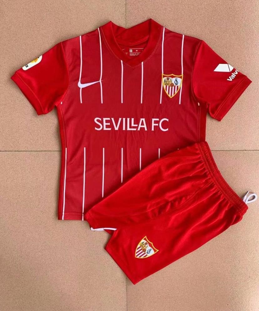 Kids-Sevilla 21/22 Away Red Soccer Jersey